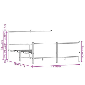 Metallbett 140x200 cm Braun Eiche
