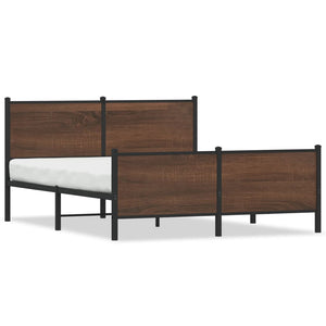 Metallbett 150x200 cm Braun Eichen-Optik