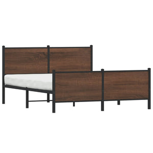 Metallbett 150x200 cm Braun Eichen-Optik