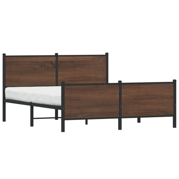 Metallbett 150x200 cm Braun Eichen-Optik