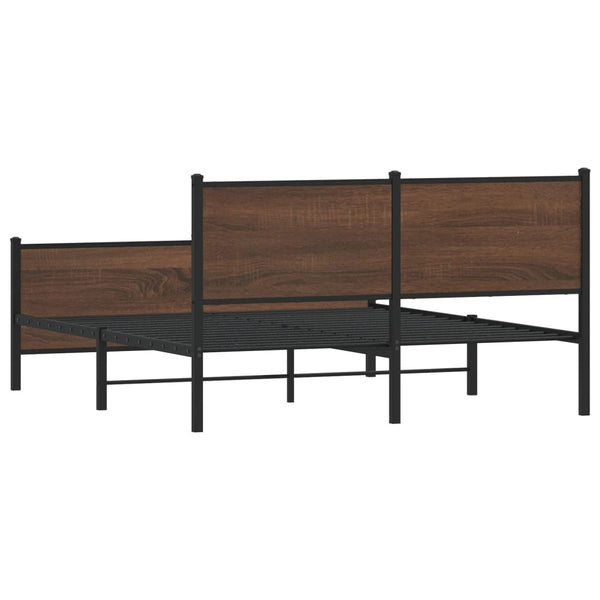 Metallbett 150x200 cm Braun Eichen-Optik