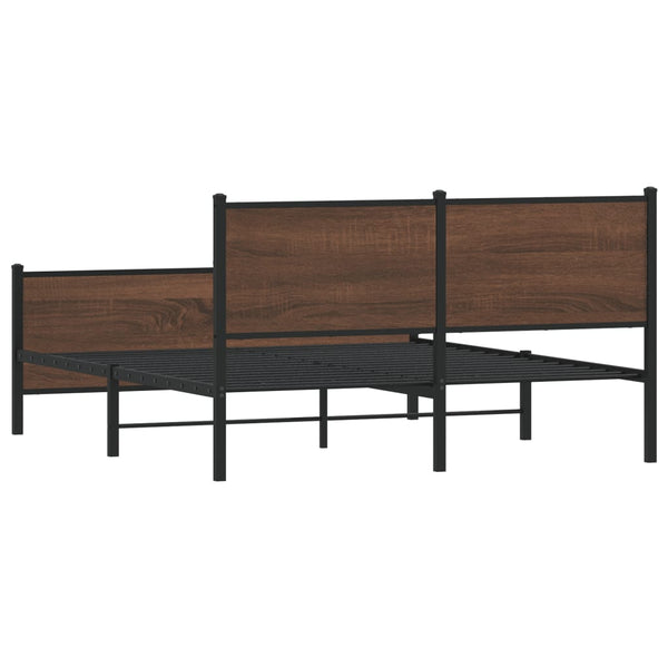 Metallbett 160x200 cm Braun Eiche