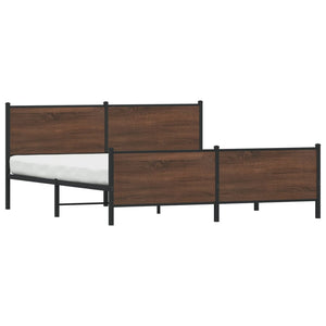 Metallbett 180x200 cm Braun Eiche ohne Matratze