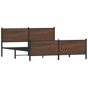 Metallbett 180x200 cm Braun Eiche ohne Matratze