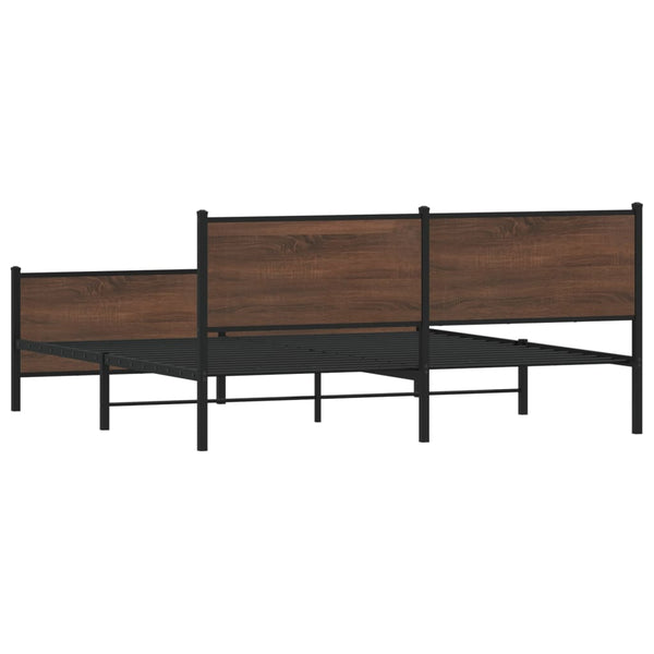 Metallbett 180x200 cm Braun Eiche ohne Matratze