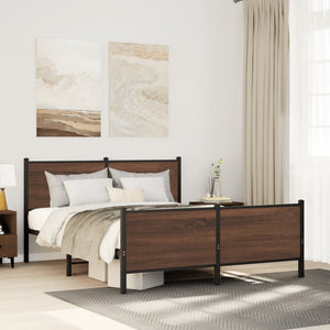 Metallbett 180x200 cm Braun Eiche ohne Matratze