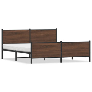 Metallbett 193x203 cm Braun Eichen-Optik
