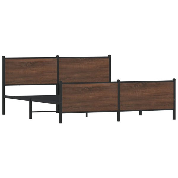 Metallbett 193x203 cm Braun Eichen-Optik
