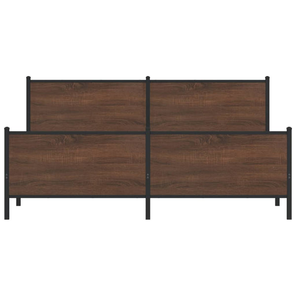 Metallbett 193x203 cm Braun Eichen-Optik