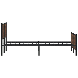 Metallbett 193x203 cm Braun Eichen-Optik
