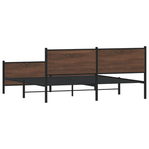 Metallbett 193x203 cm Braun Eichen-Optik