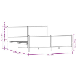 Metallbett 193x203 cm Braun Eichen-Optik