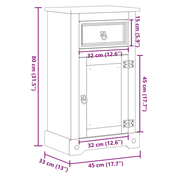Badschrank Corona Kiefer Massivholz 45x80 cm