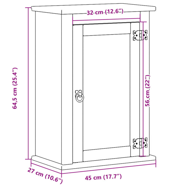 vidaXL Armoire murale de salle de bain Corona 45x27x64,5 cm Pin massif