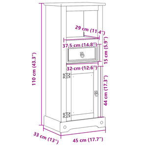 Badschrank Corona Kiefer Massivholz 45x110 cm