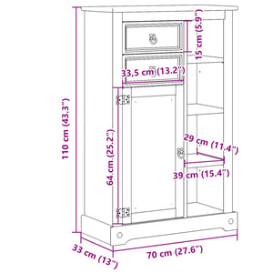Badschrank Corona Kiefer Massivholz 70x33x110 cm