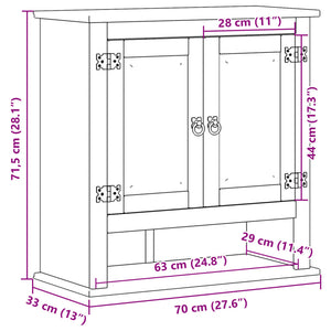 Bad Wandschrank Kiefer Massivholz 70x33x71,5 cm