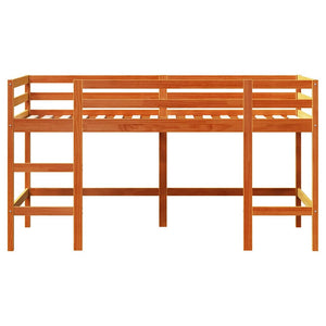 Lit mezzanine enfant vidaXL avec échelle marron miel 90x190 cm bois de pin massif
