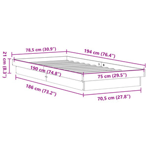 Massivholzbett Kiefer mit LED 75x190 cm