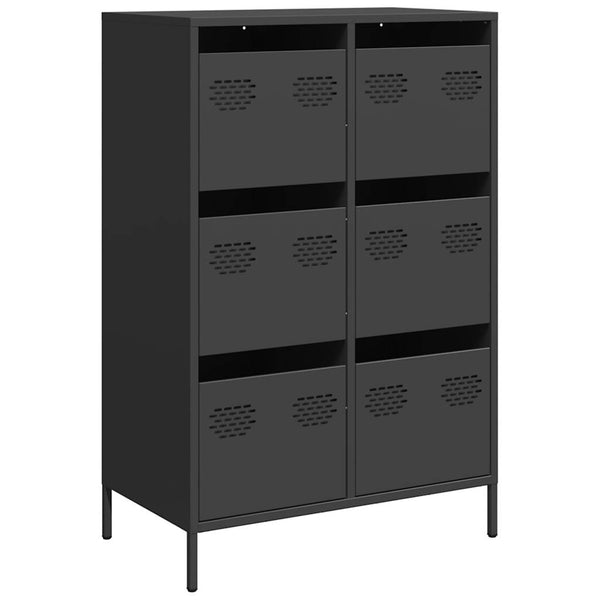 Highboard Schwarz Stahl 68x39x101,5 cm