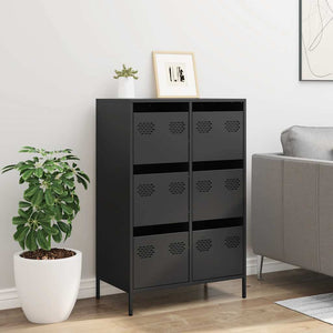 Highboard Schwarz Stahl 68x39x101,5 cm