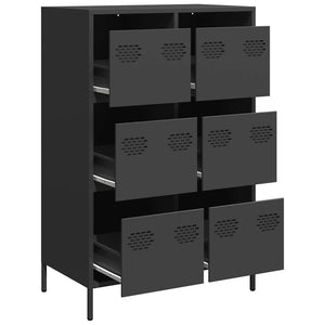Highboard Schwarz Stahl 68x39x101,5 cm