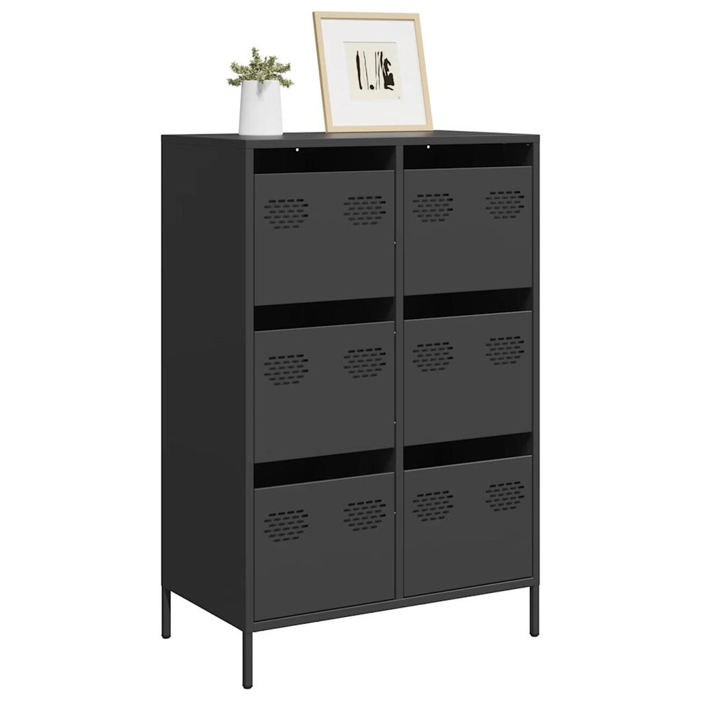 Highboard Schwarz Stahl 68x39x101,5 cm