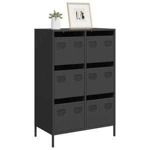 Highboard Schwarz Stahl 68x39x101,5 cm