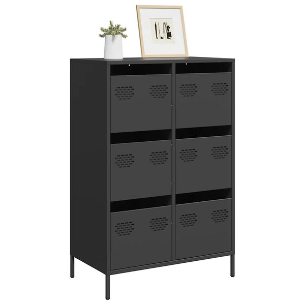 Highboard Schwarz Stahl 68x39x101,5 cm