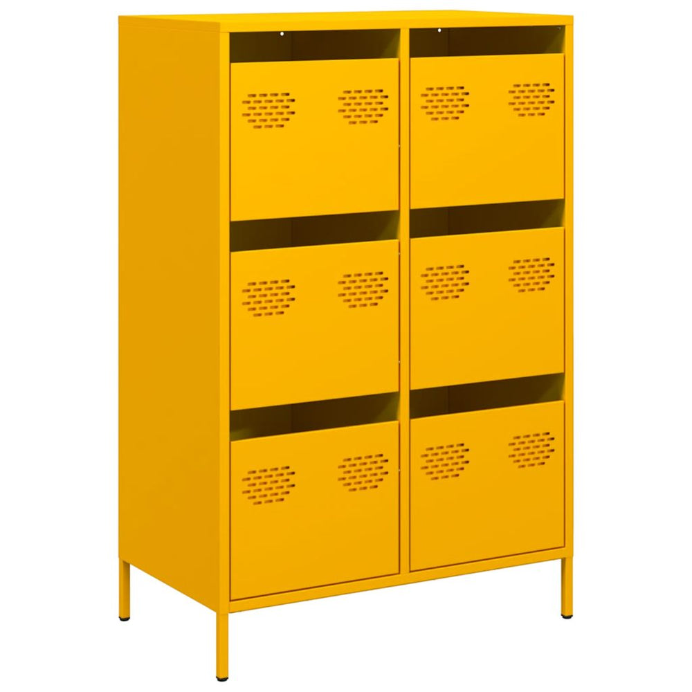 Senfgelbes Highboard Stahl 68x39x101,5 cm