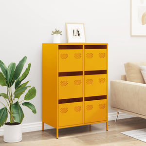 Senfgelbes Highboard Stahl 68x39x101,5 cm