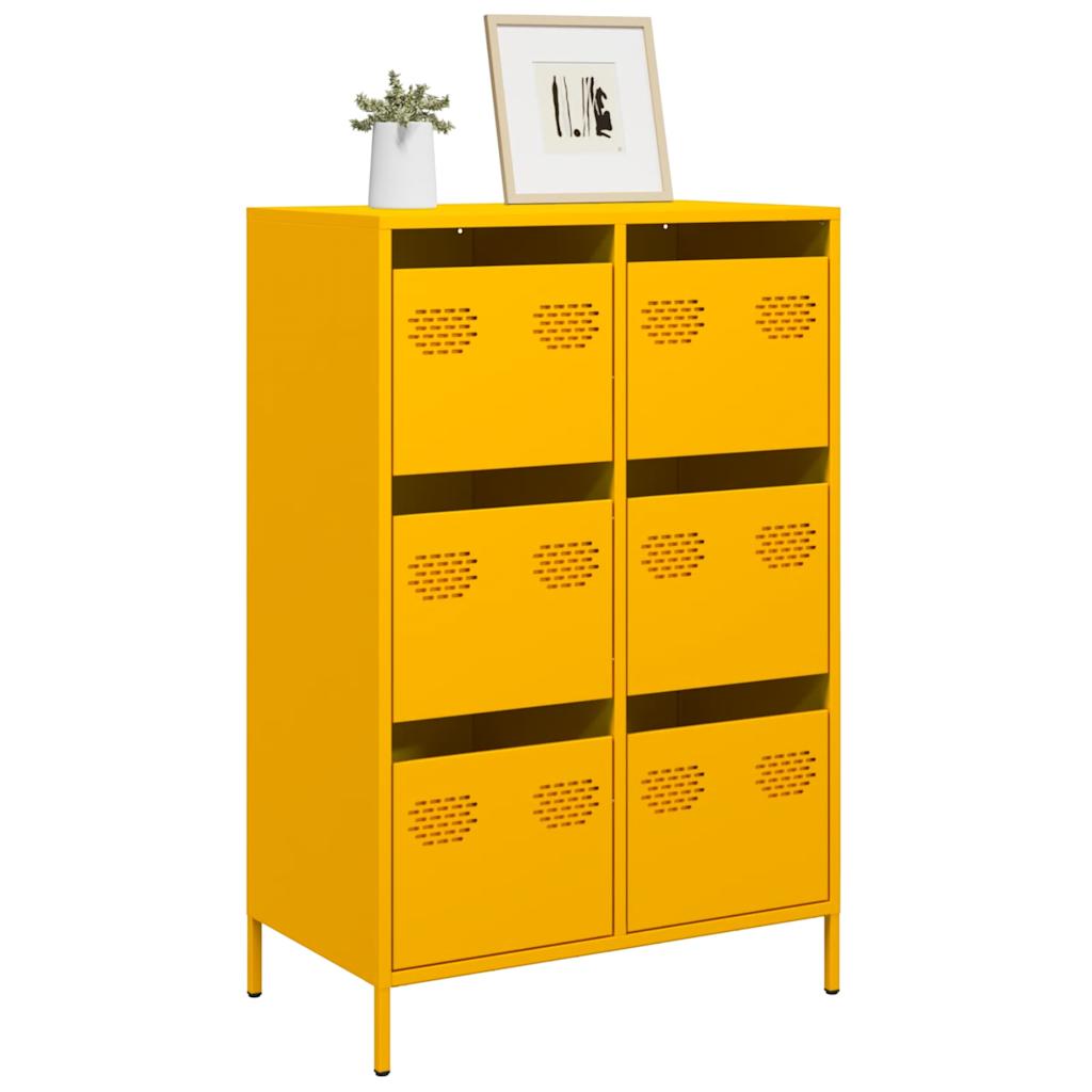 Senfgelbes Highboard Stahl 68x39x101,5 cm