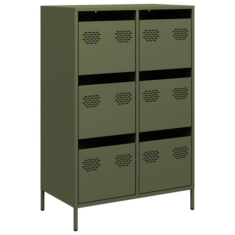 Highboard Olivgrün Stahl 68x39x101,5 cm