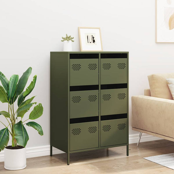 Highboard Olivgrün Stahl 68x39x101,5 cm