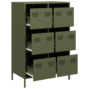 Highboard Olivgrün Stahl 68x39x101,5 cm