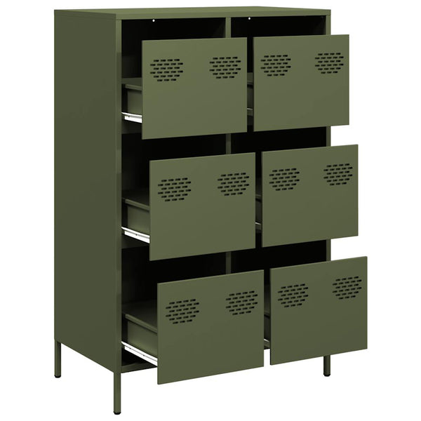 Highboard Olivgrün Stahl 68x39x101,5 cm