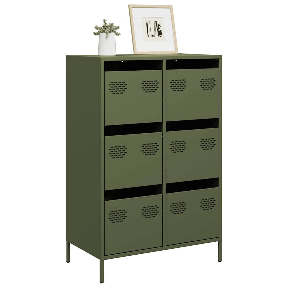 Highboard Olivgrün Stahl 68x39x101,5 cm