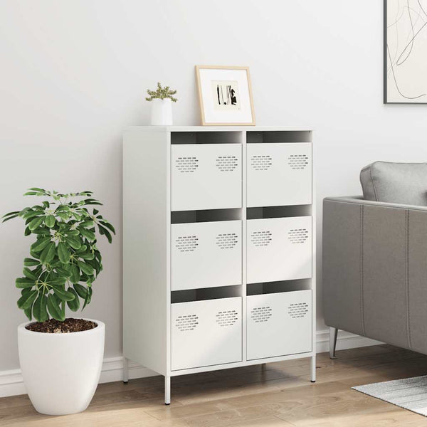 Highboard Weiß Stahl 68x39x101,5 cm