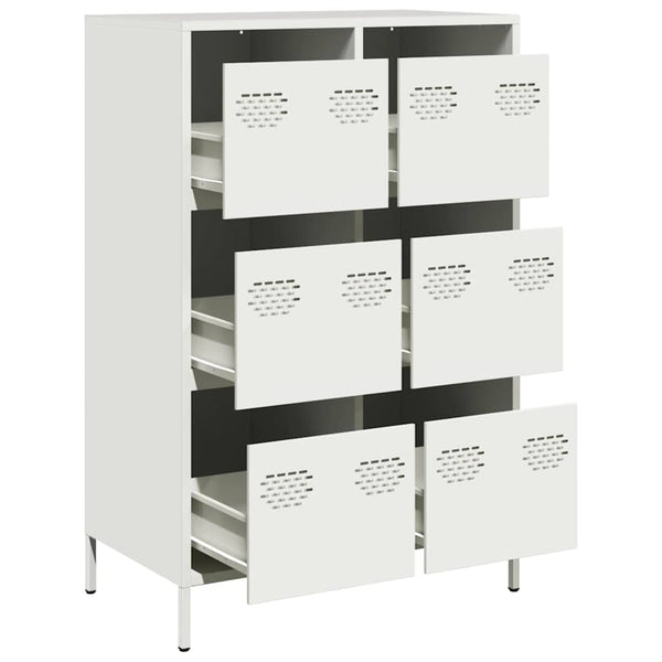 Highboard Weiß Stahl 68x39x101,5 cm