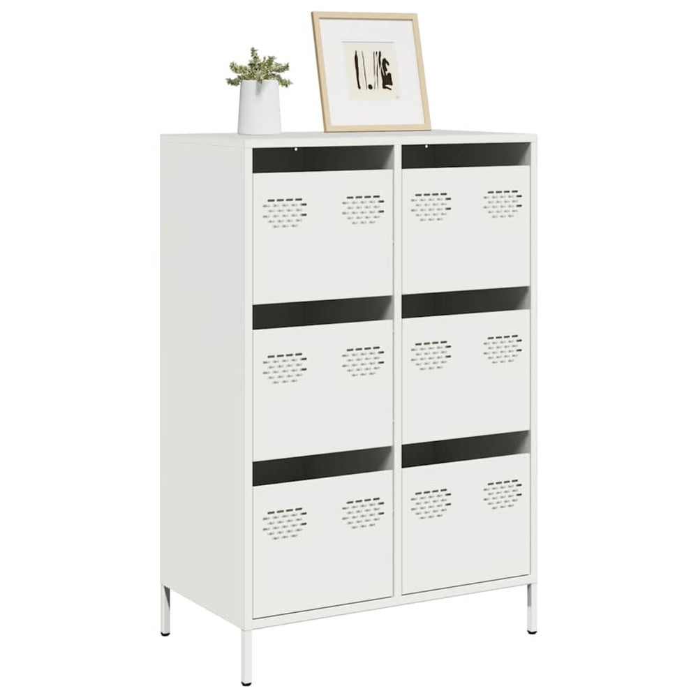 Highboard Weiß Stahl 68x39x101,5 cm