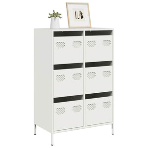 Highboard Weiß Stahl 68x39x101,5 cm