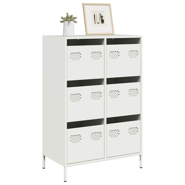 Highboard Weiß Stahl 68x39x101,5 cm