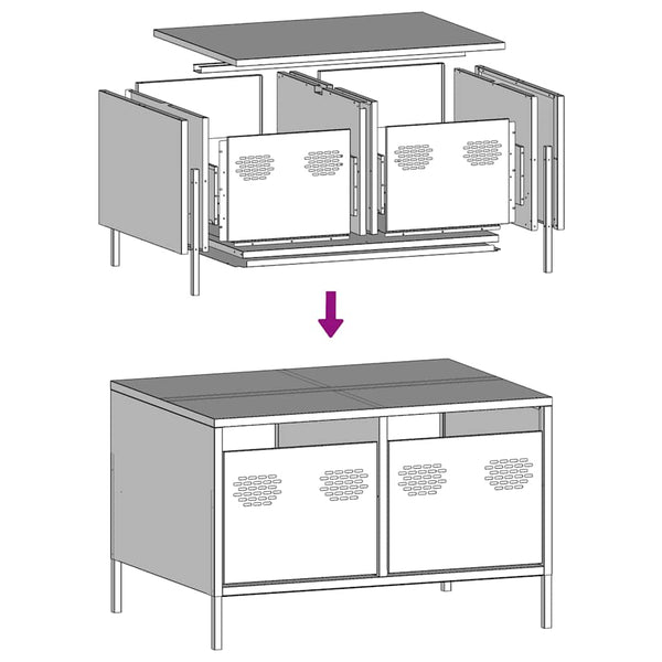 Schwarzer TV-Schrank 68 cm aus Stahl