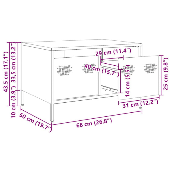 Schwarzer TV-Schrank 68 cm aus Stahl