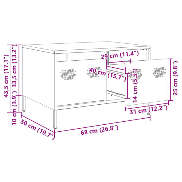 Rosa TV-Schrank aus Stahl, 68 cm