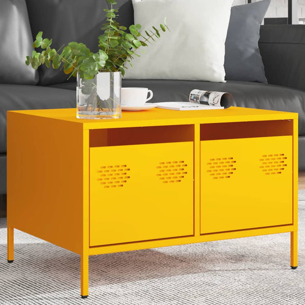 Senfgelber TV-Schrank aus Stahl, 68 cm
