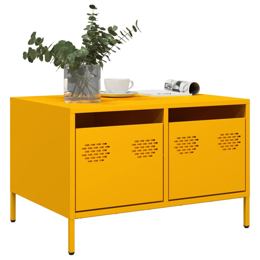 Senfgelber TV-Schrank aus Stahl, 68 cm