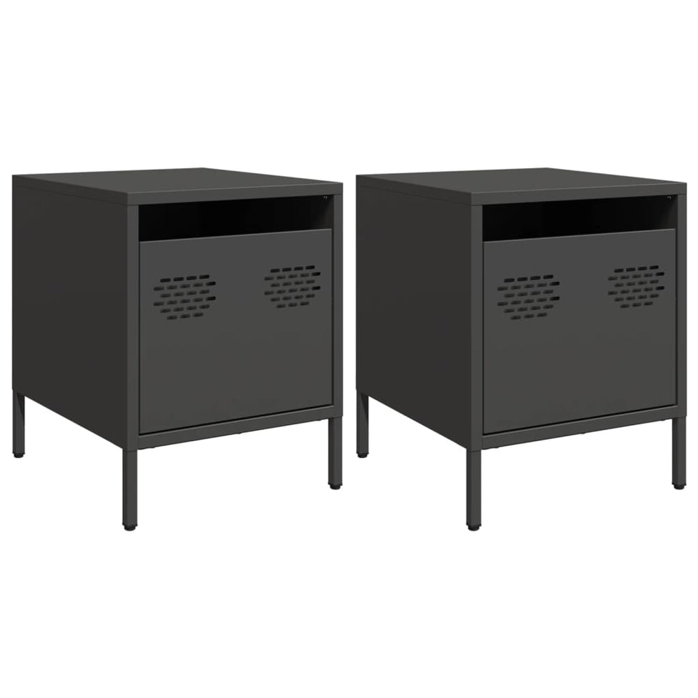 Nachttische 2er Set Schwarz Stahl