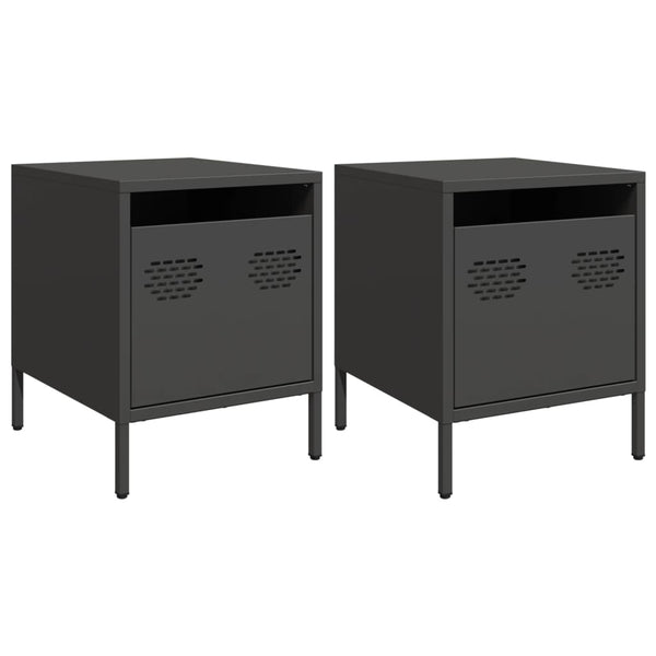 Nachttische 2er Set Schwarz Stahl