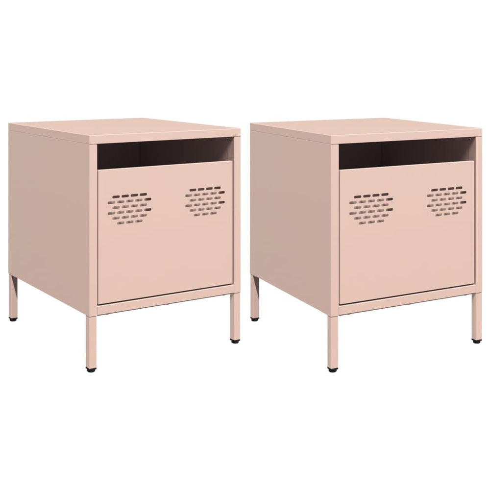 Nachttische 2er Set Rosa Stahl 35x39x43,5cm